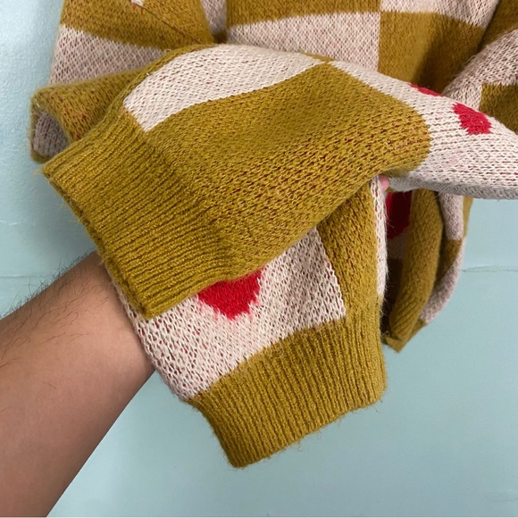 Lisa Says Gah Lauda Knit Fruit Cardigan Yellow Cherry Strawberry Plaid M & L - Picture 9 of 9